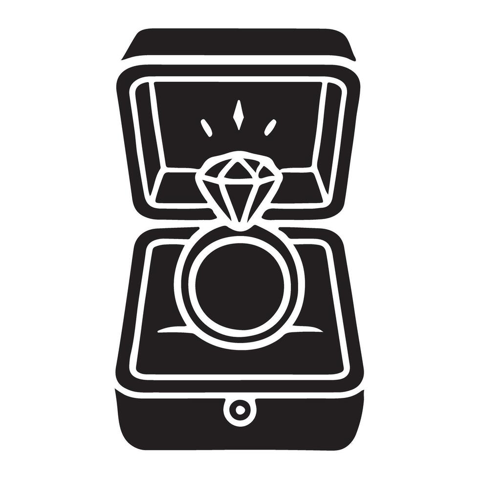 Radiant Engagement Ring in a Box Silhouette Graphic Design vector