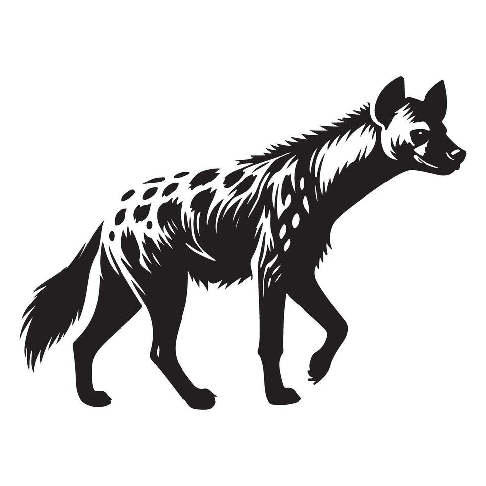 Detailed Hyena Silhouette Walking Graphic Illustration Design vector