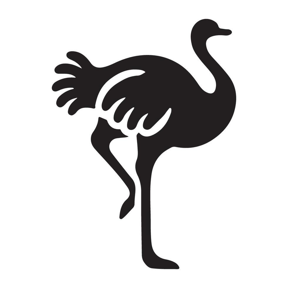 Silhouette ostrich icon for wildlife animal themed design vector