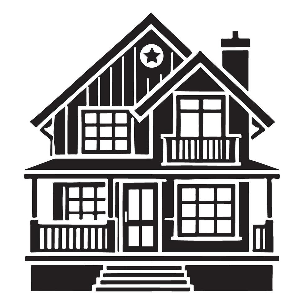 Elegant Two Story House Art With Classic Colonial Elements vector