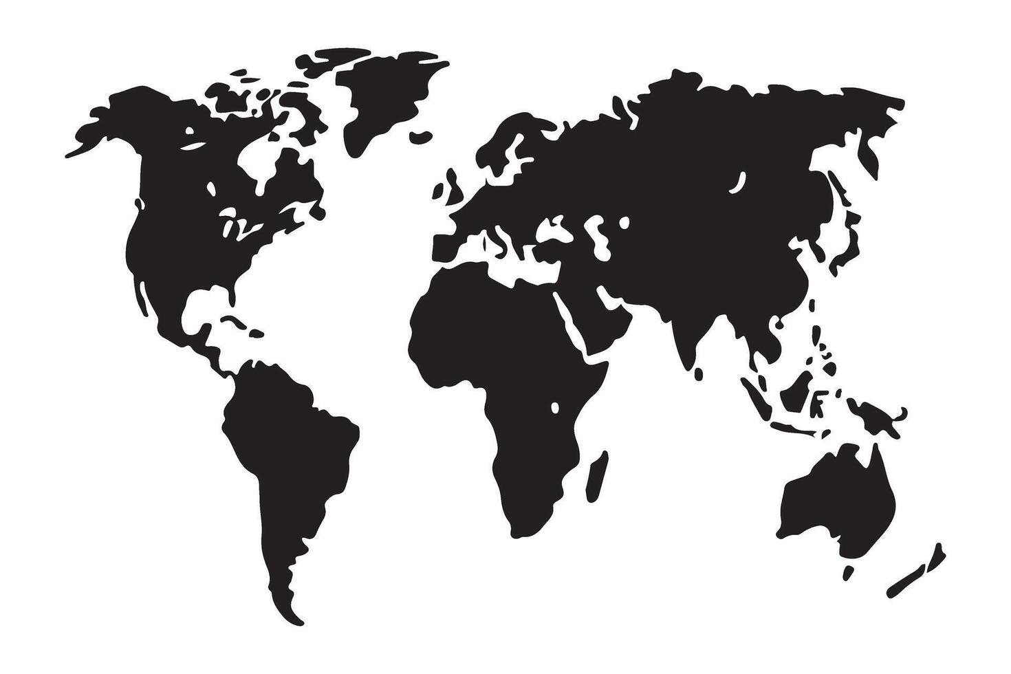 Detailed World Map Silhouette Illustration for Geography Projects vector