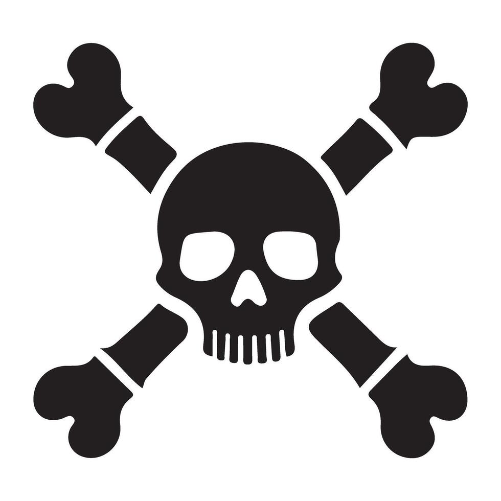 Skull and Crossbones Danger Poison Death Silhouette Illustration Graphic vector