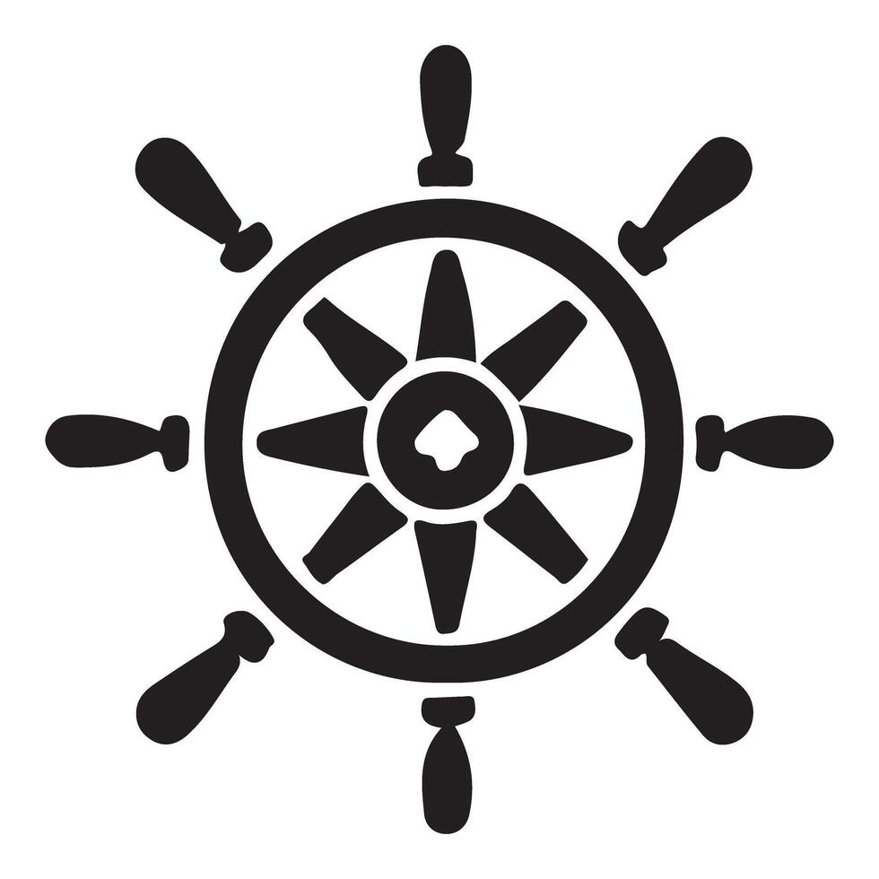 Nautical Marine Ship Boat Wheel Steering Exploration Illustration vector