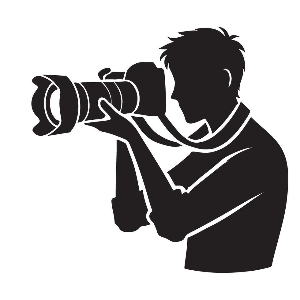 Silhouette Photographer Taking a Picture Illustration Design vector