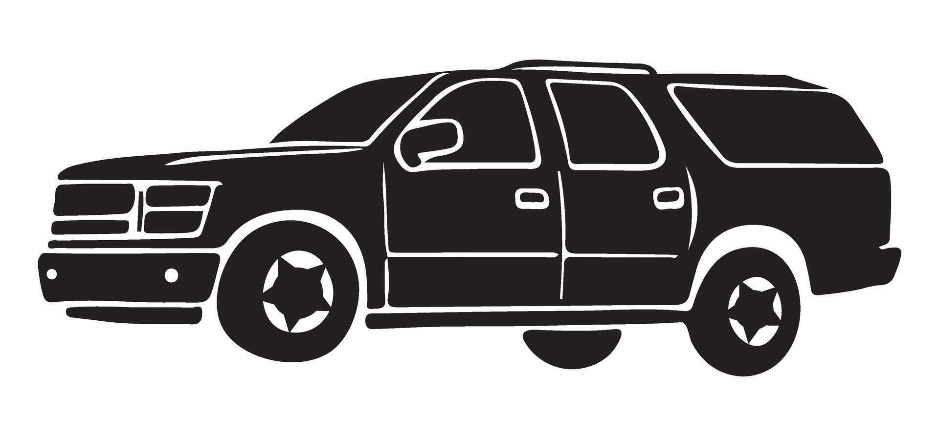 Silhouette SUV Car Automobile Vehicle Automotive Transport Illustration vector