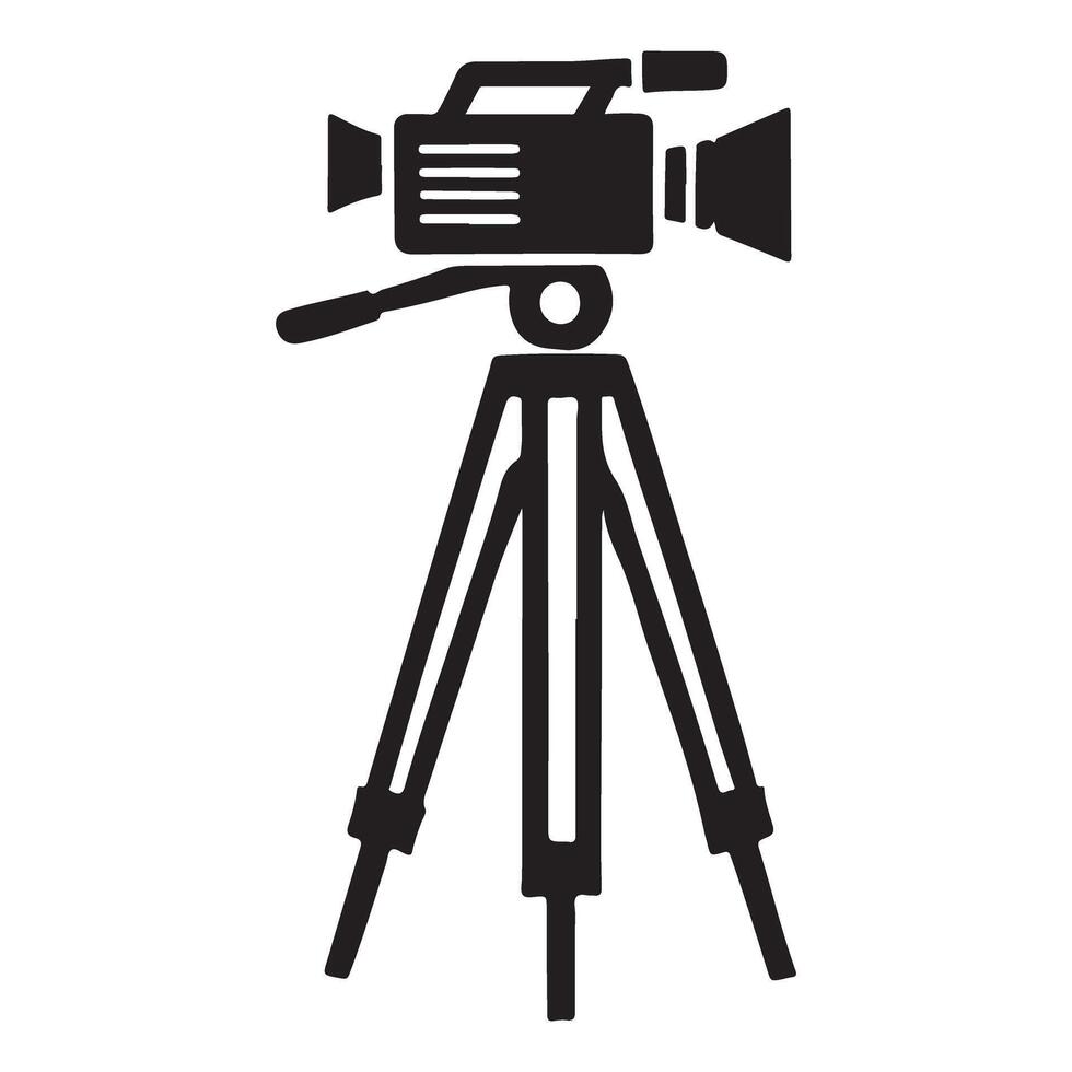 Silhouette Illustration of a Professional Camera on Tripod vector
