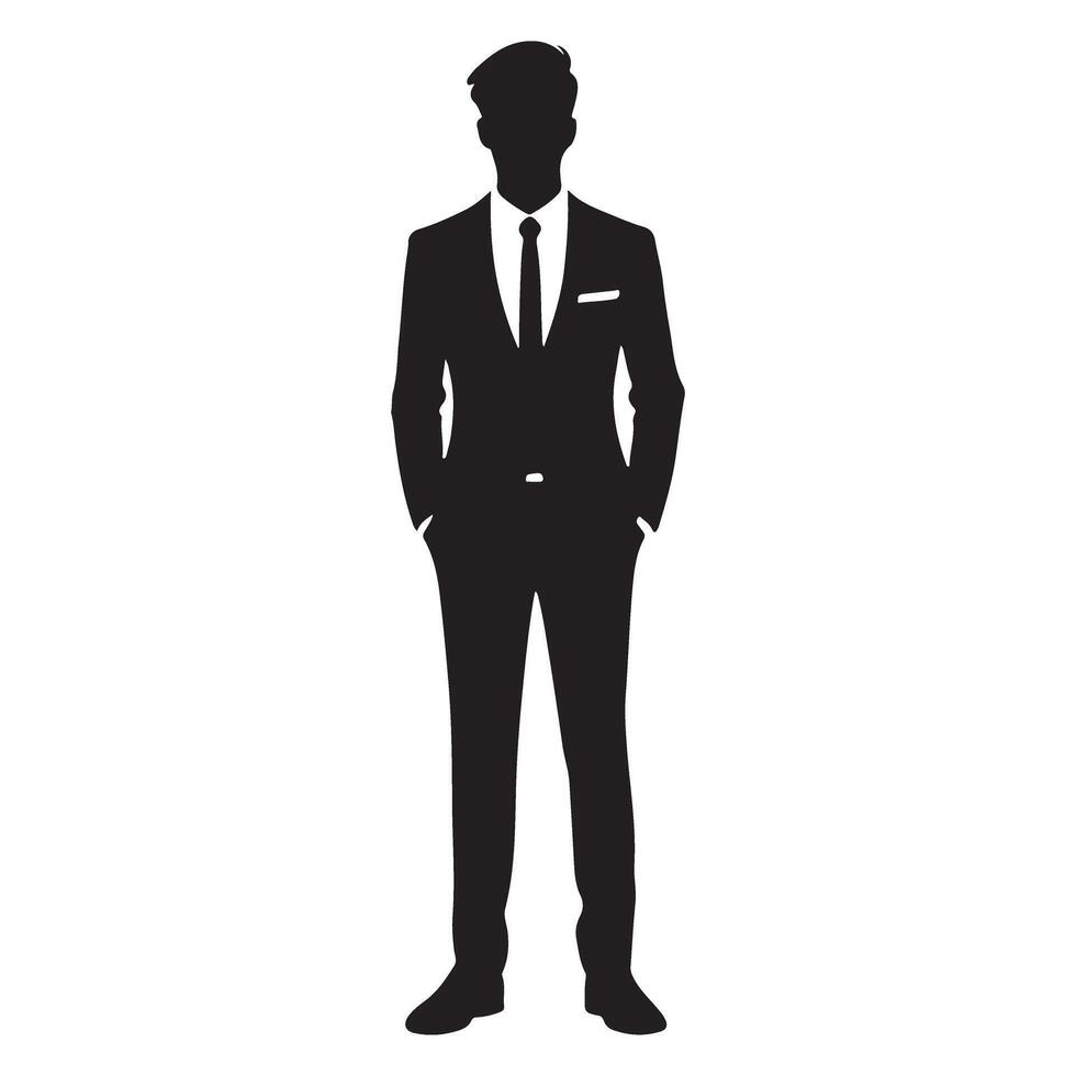 Business Man Standing Silhouette Illustration For Commercial Purpose vector