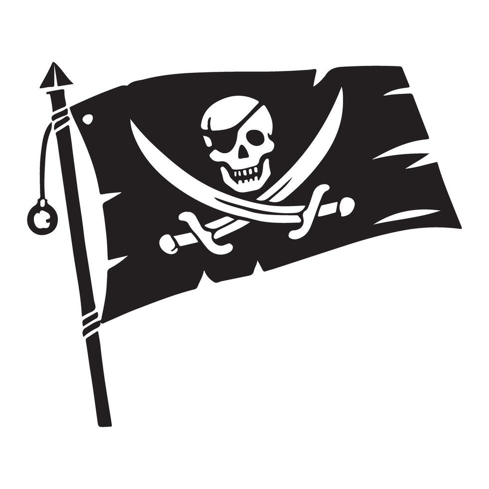 Pirate Flag Jolly Roger Skull and Swords Illustration vector