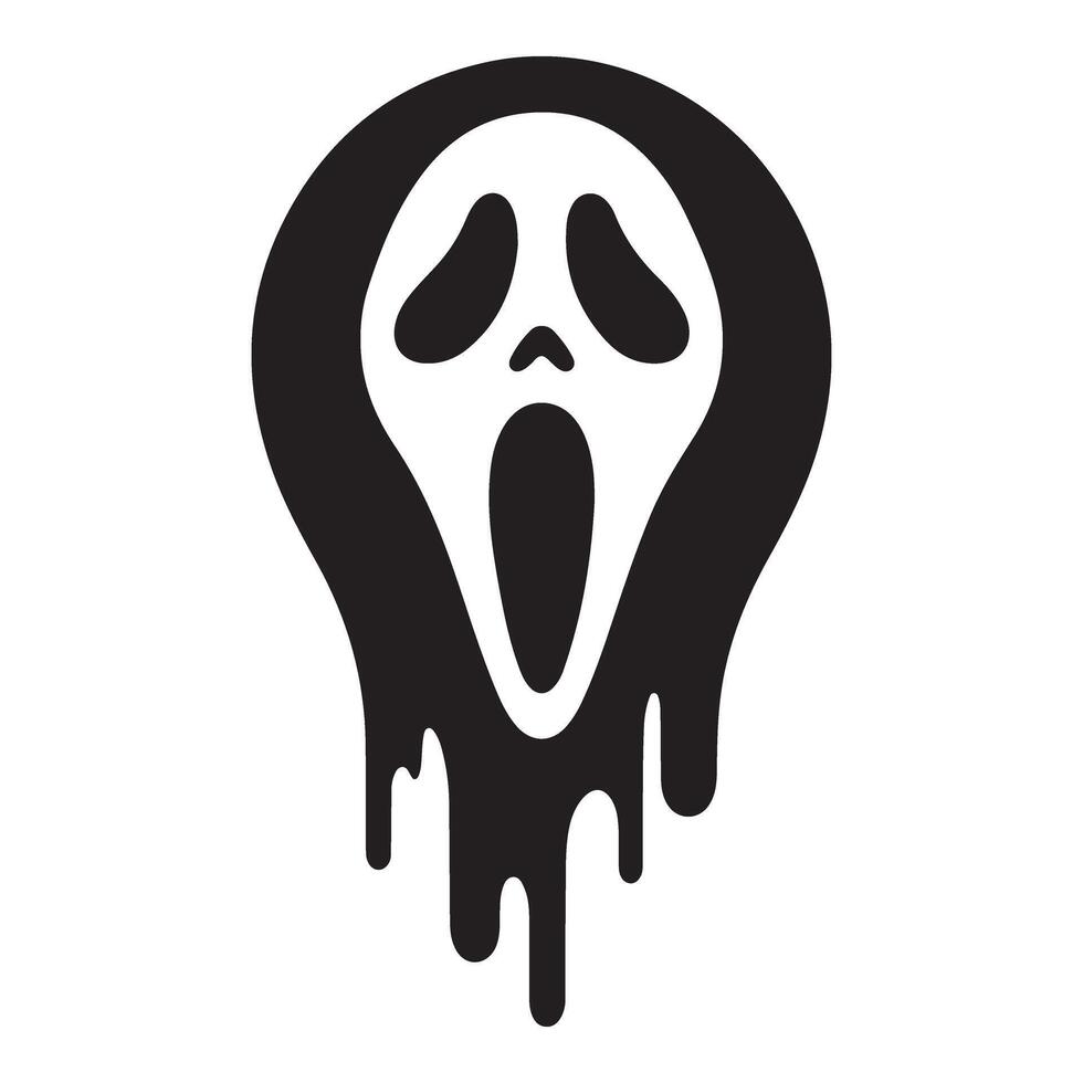 Melting Ghost Scream Mask Silhouette Graphic for Halloween vector