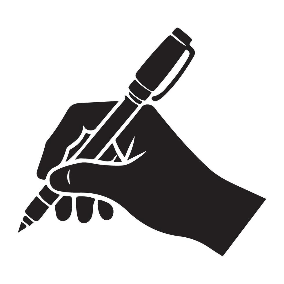 Silhouette Illustration of Hand Writing with a Pen vector