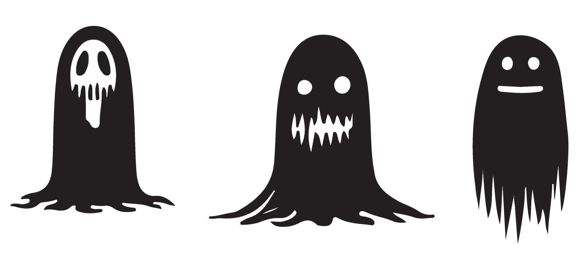 Spooky Silhouette Ghosts Illustration Collection of Halloween Apparitions vector