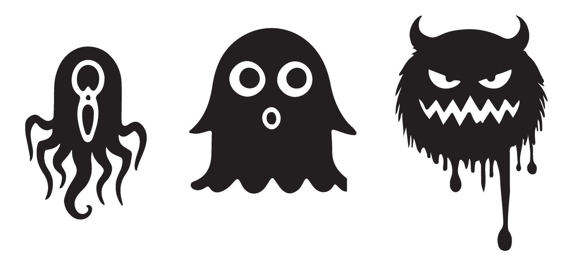 Illustration of Spooky Ghost Character Halloween Set vector