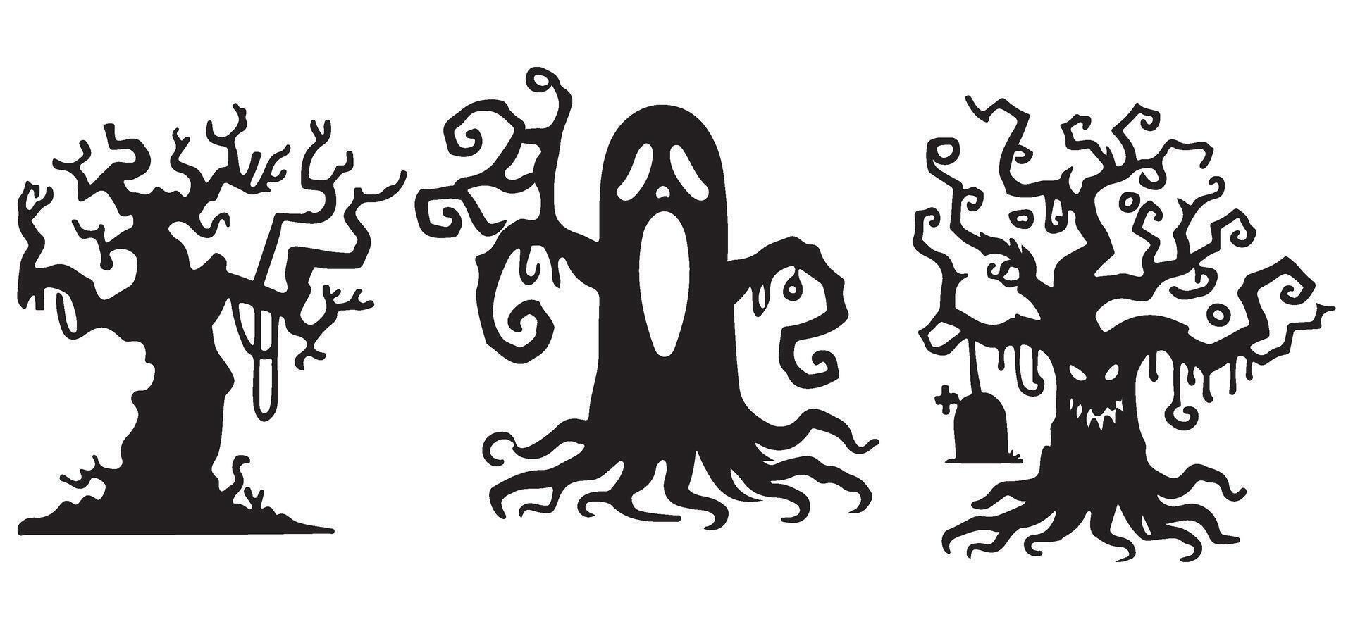 Eerie Spooky Trees Silhouette Graphic Halloween Collection vector