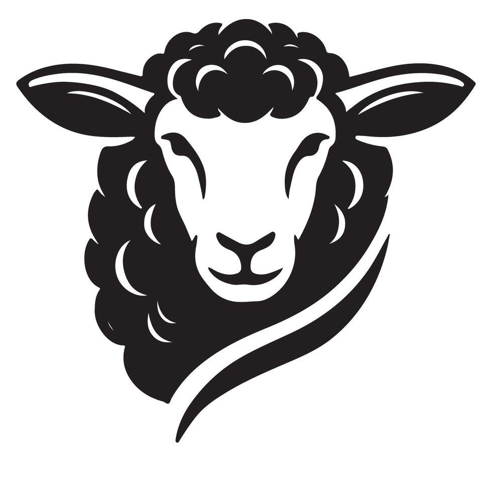 Illustration Silhouette of a Sheep Head Farm Animal Design vector