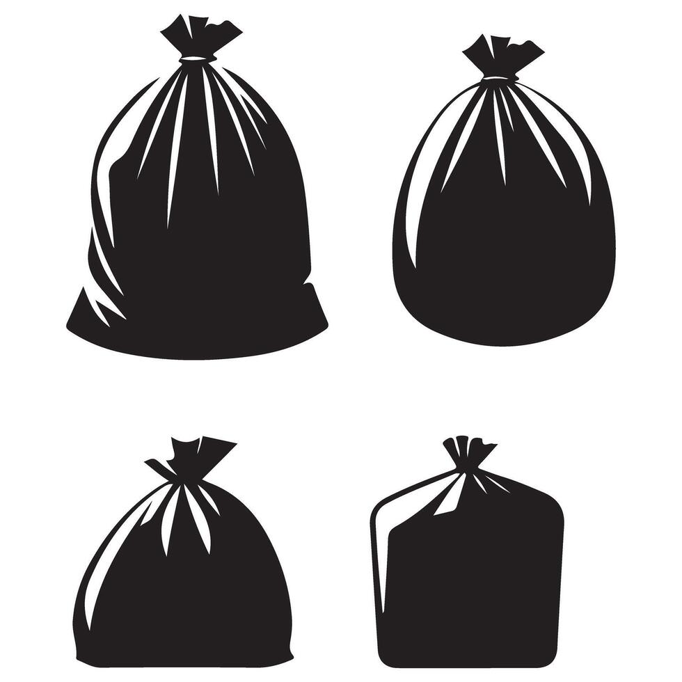 Black Trash Bag Silhouette for Waste Management and Environment vector