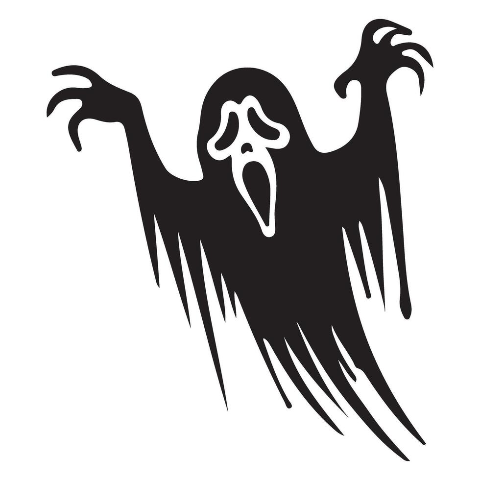 Melting Scream Ghost Hand Silhouette Art Halloween Design vector