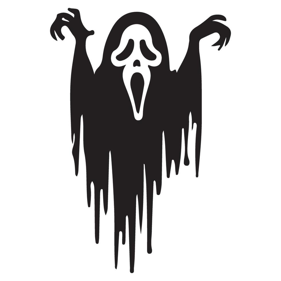Melting Scream Ghost Dripping Silhouette Halloween Illustration vector
