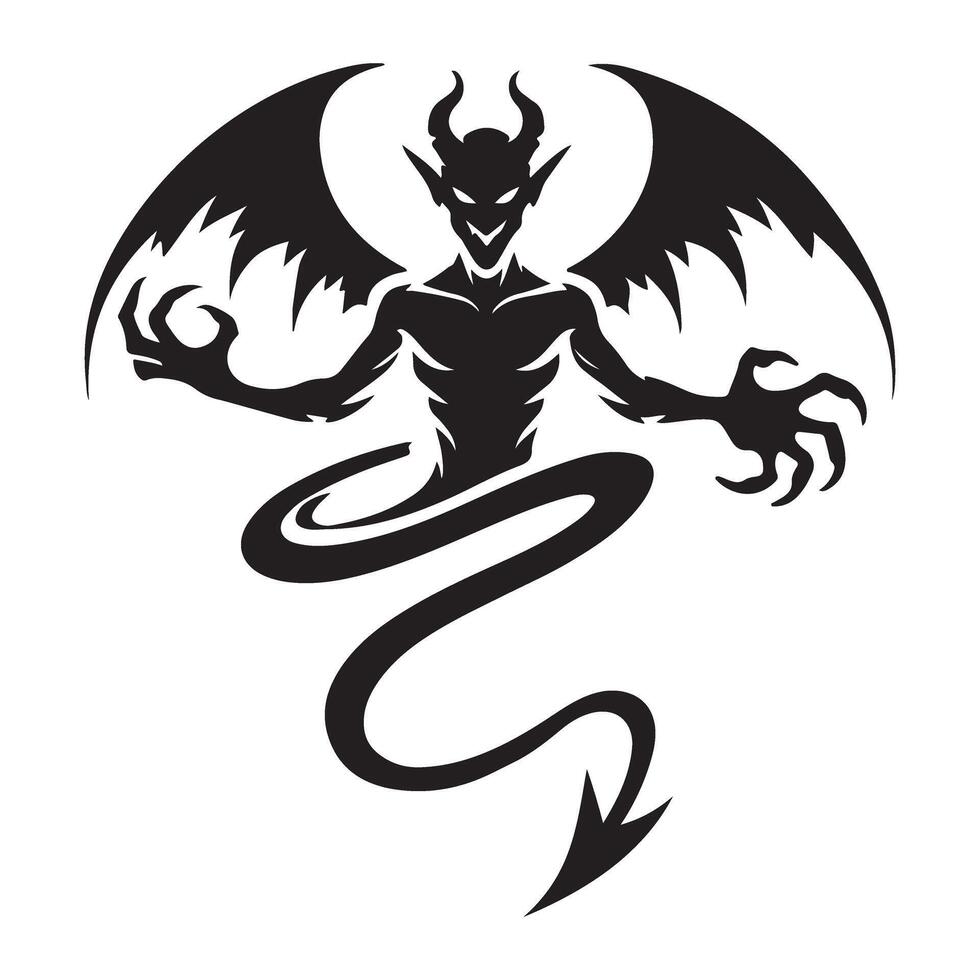 Devil Silhouette Illustration Graphic Art Devilish Halloween vector