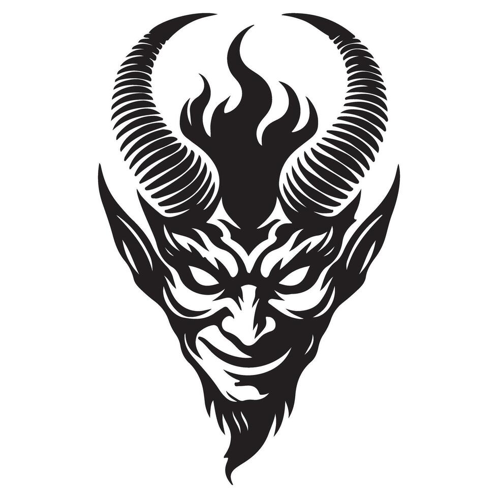 Fiery Horned Devil Illustration Graphic for Halloween Projects vector
