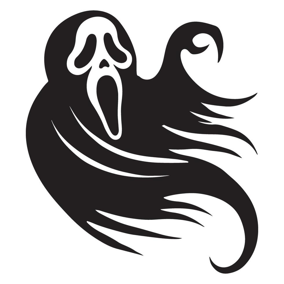 Creepy Scream Ghost Silhouette Art Halloween Spooky Design vector