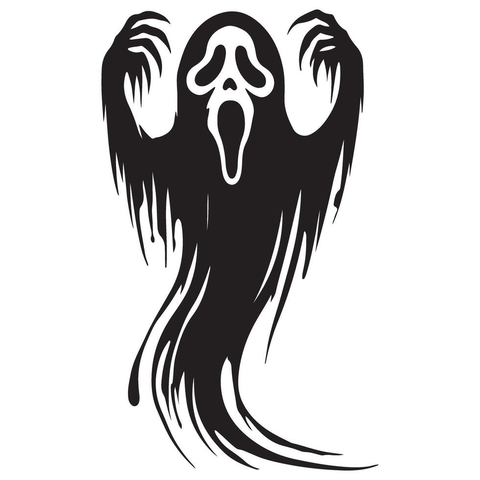 Scream Ghost Silhouette Halloween Art Ghostly Scary Design vector