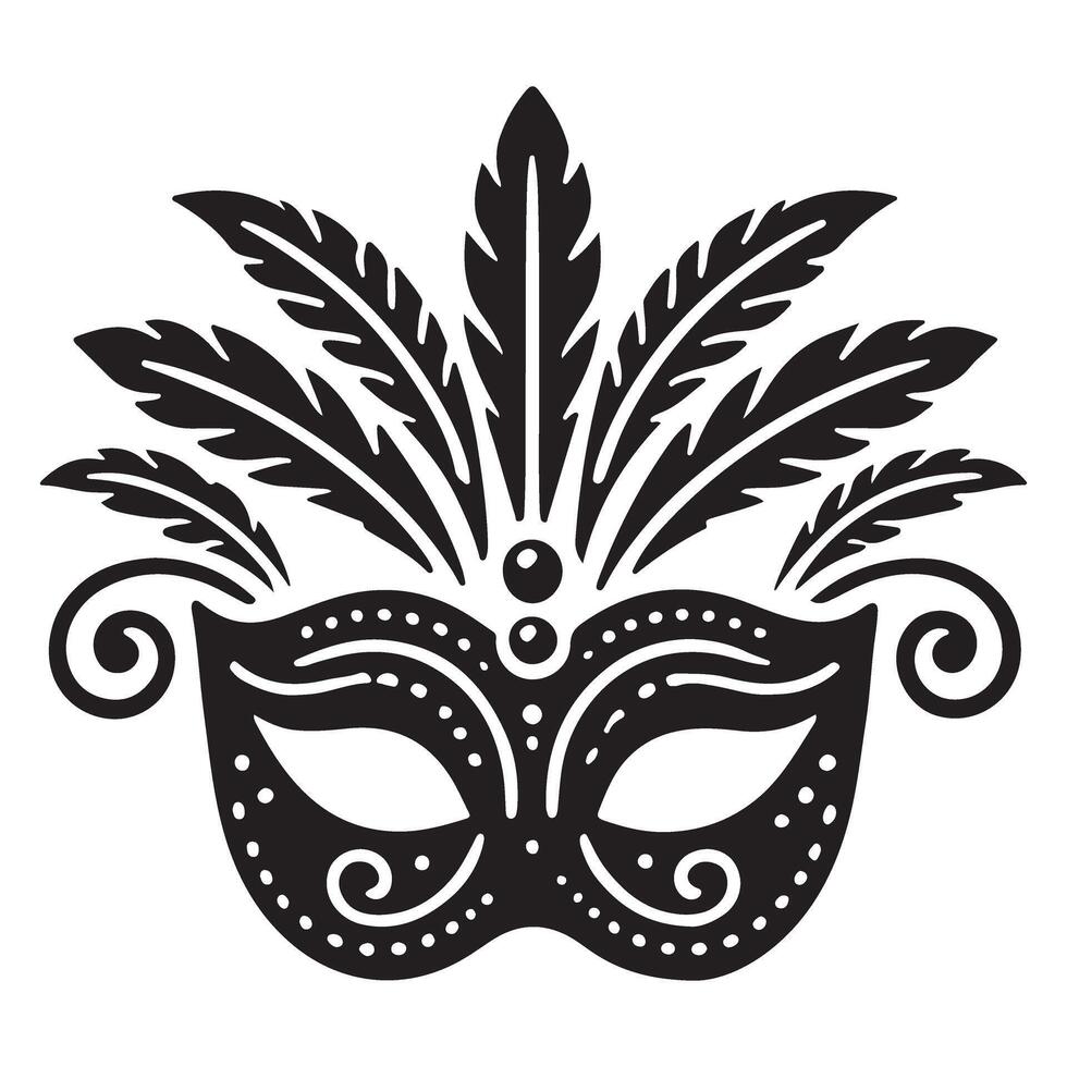 Venetian Mask Silhouette Illustration for Carnival Festivities vector