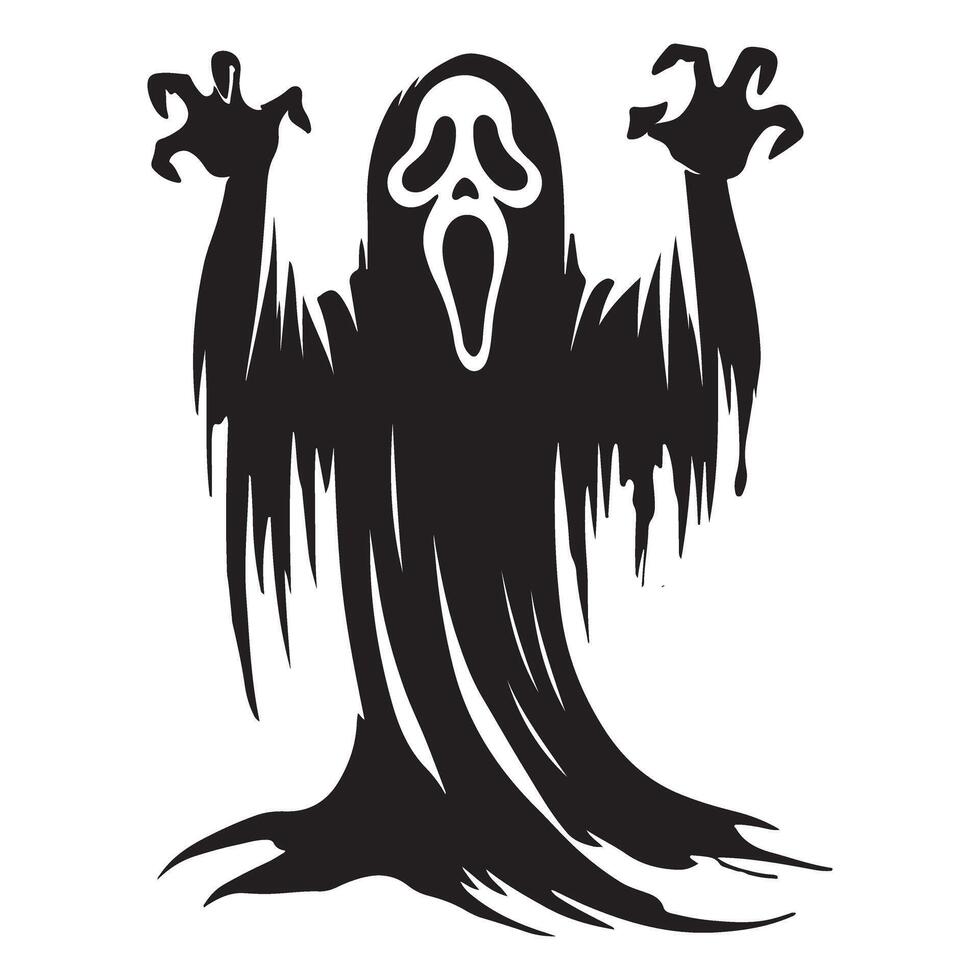 Ghostly Scream Silhouette Illustration Art for Halloween Design vector