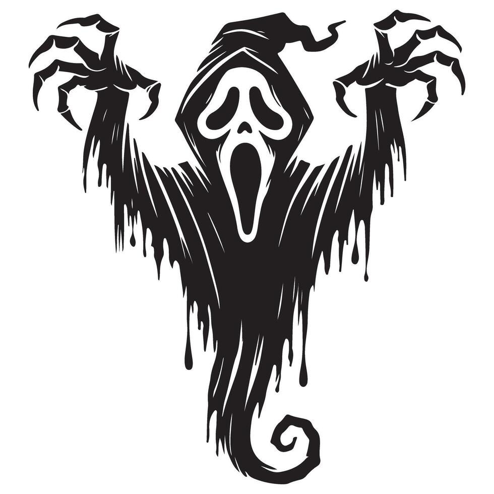 Scary Scream Ghost Art for Halloween Silhouette Illustration vector