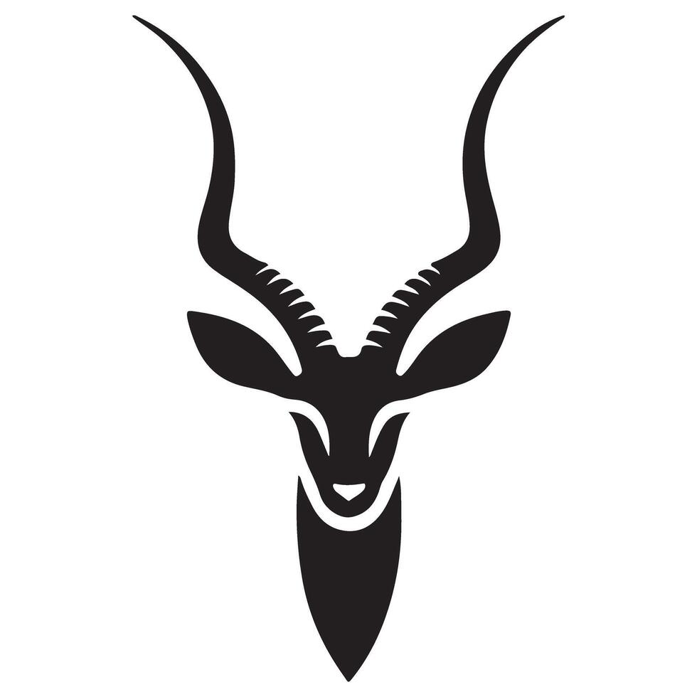 Stylish African Kudu Head Illustration Silhouette with Curve Horns vector