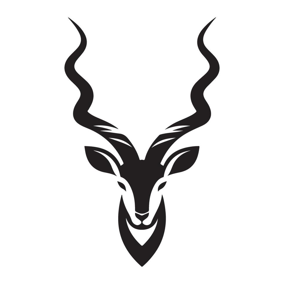 Stylish Kudu Head Illustration Silhouette for Logo or Branding vector