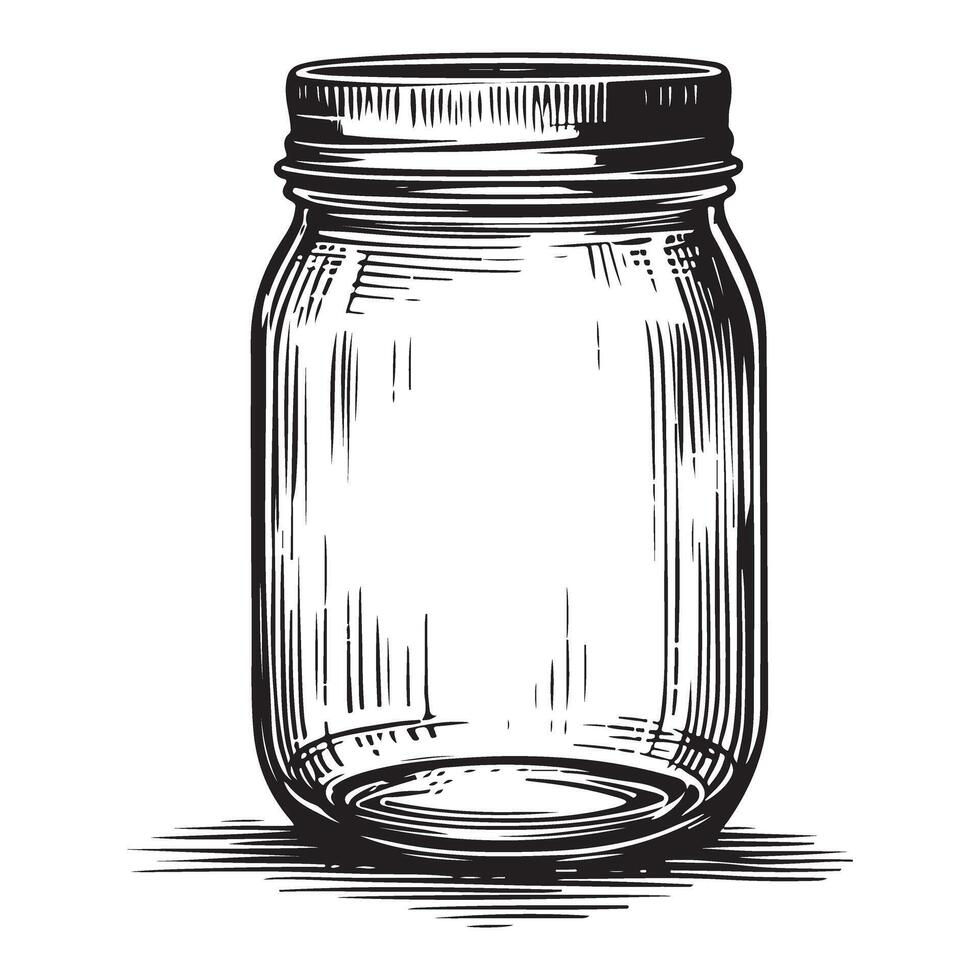 Empty Mason Jar Engraving Illustration Rustic Design Ideas vector
