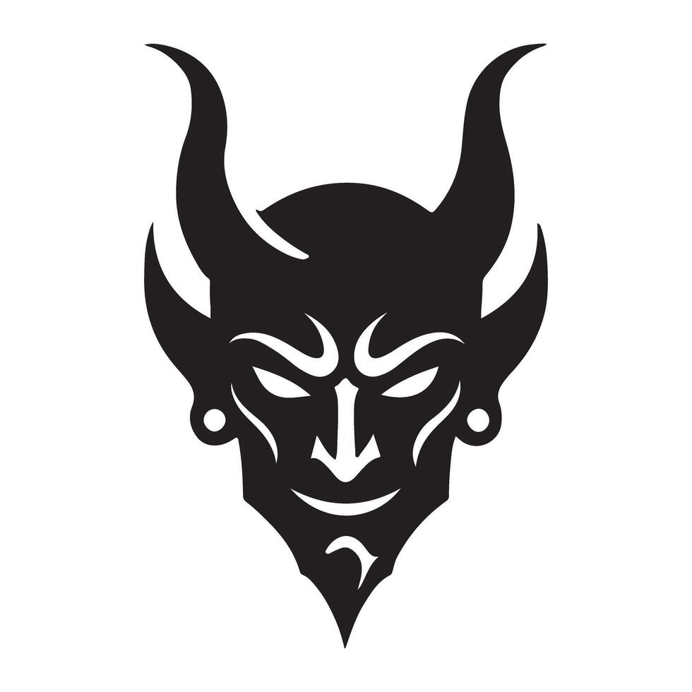 Menacing Devil Face Silhouette Illustration for Evil Designs vector