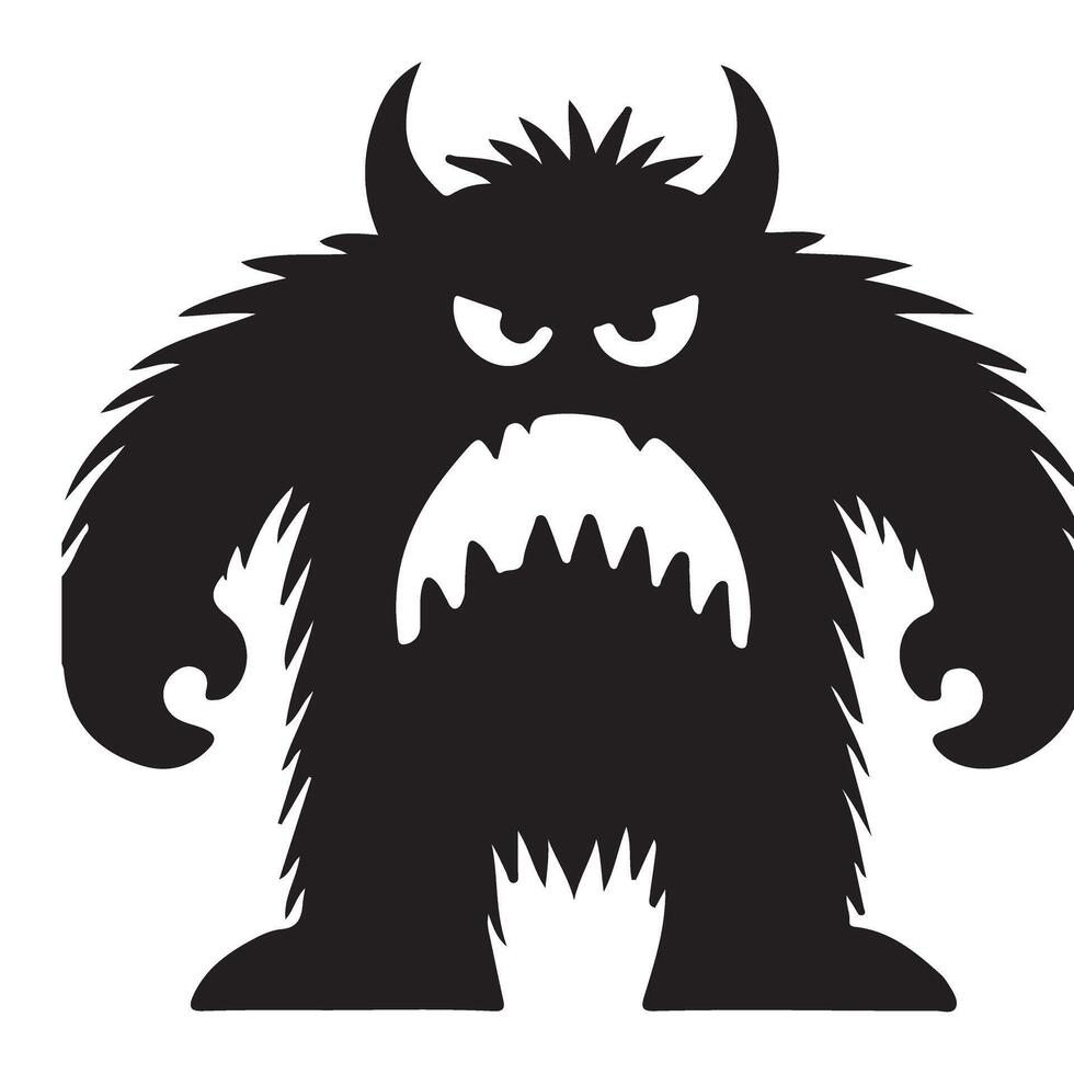 Furry Monster Silhouette Illustration for Creative Halloween vector