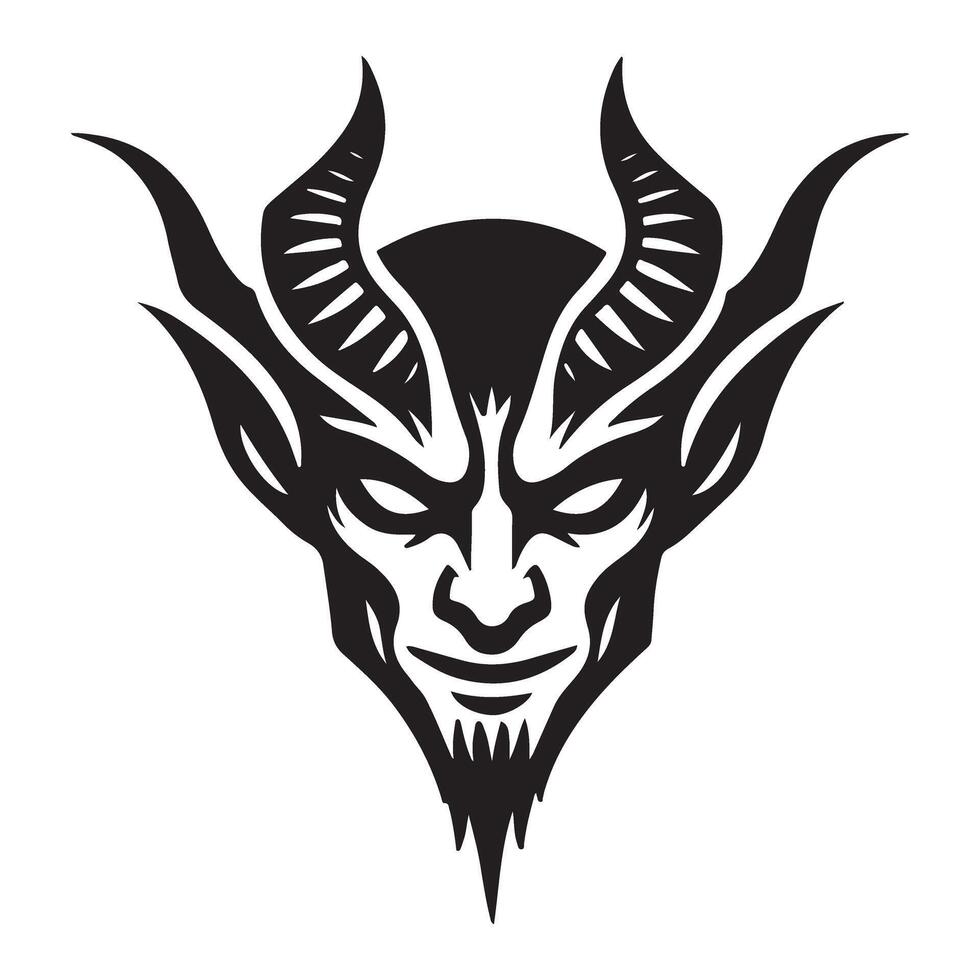 Silhouette of a Devil Face Graphic Art Illustration vector