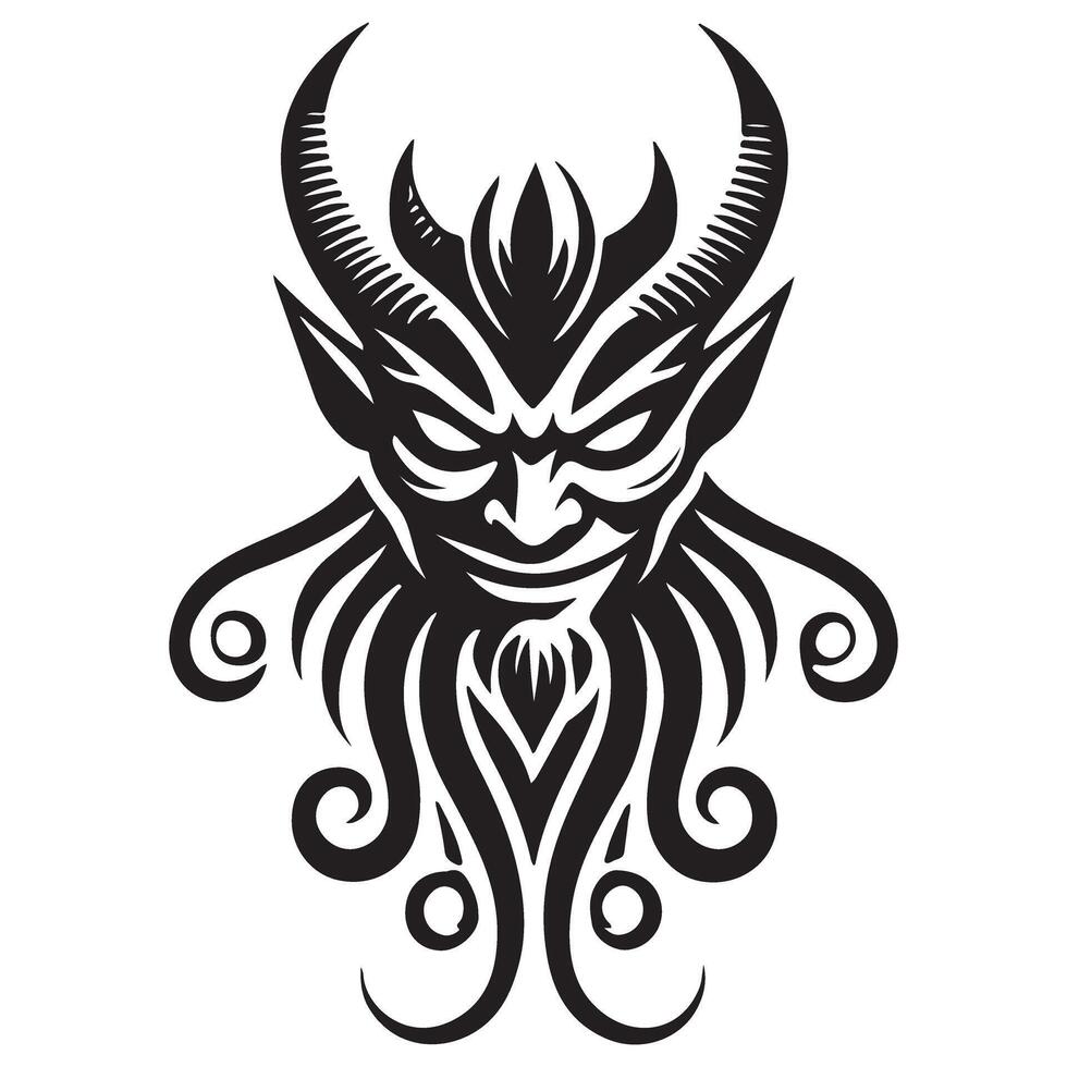 Detailed Devil Silhouette Face Illustration Design Elements vector