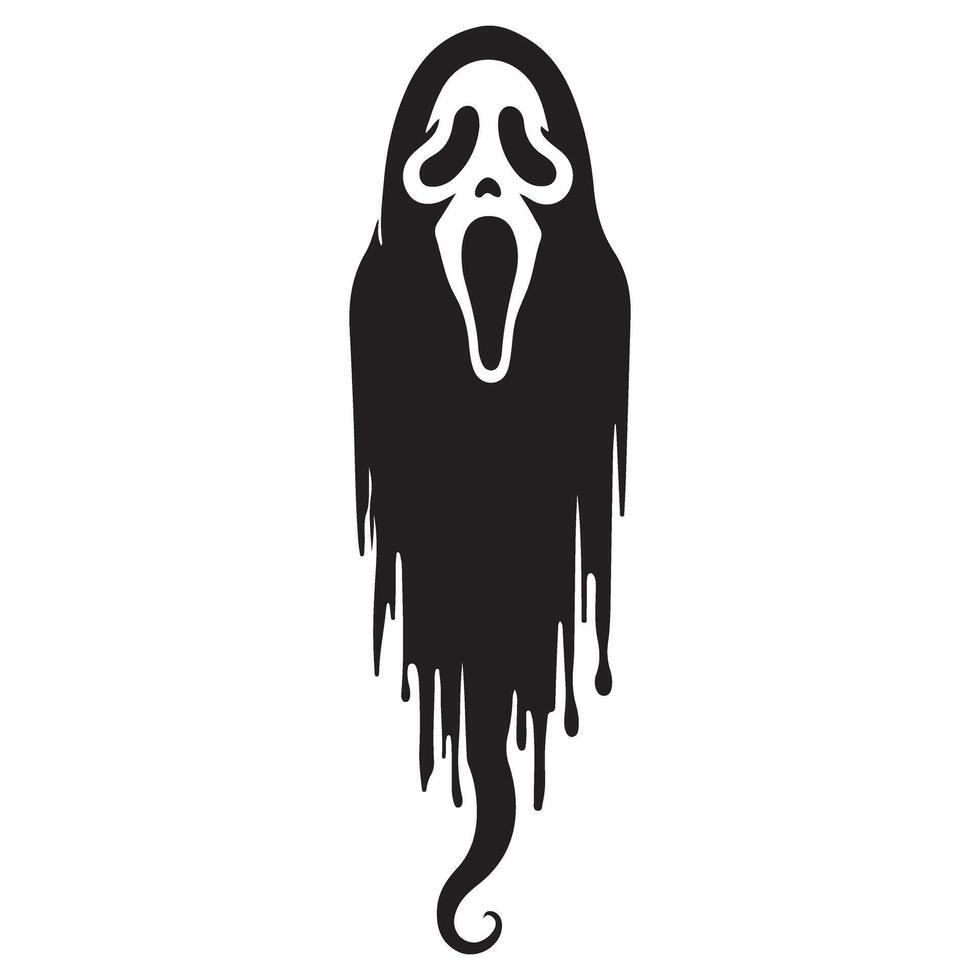 Silhouette Ghost Face Scream Art for Halloween Horror Designs vector