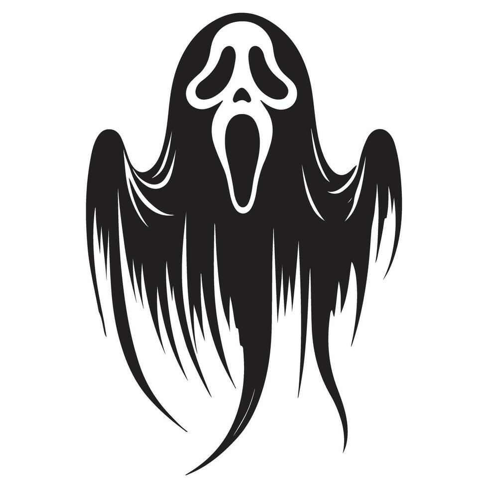 Silhouette Illustration of the Ghost Face Character for Halloween vector