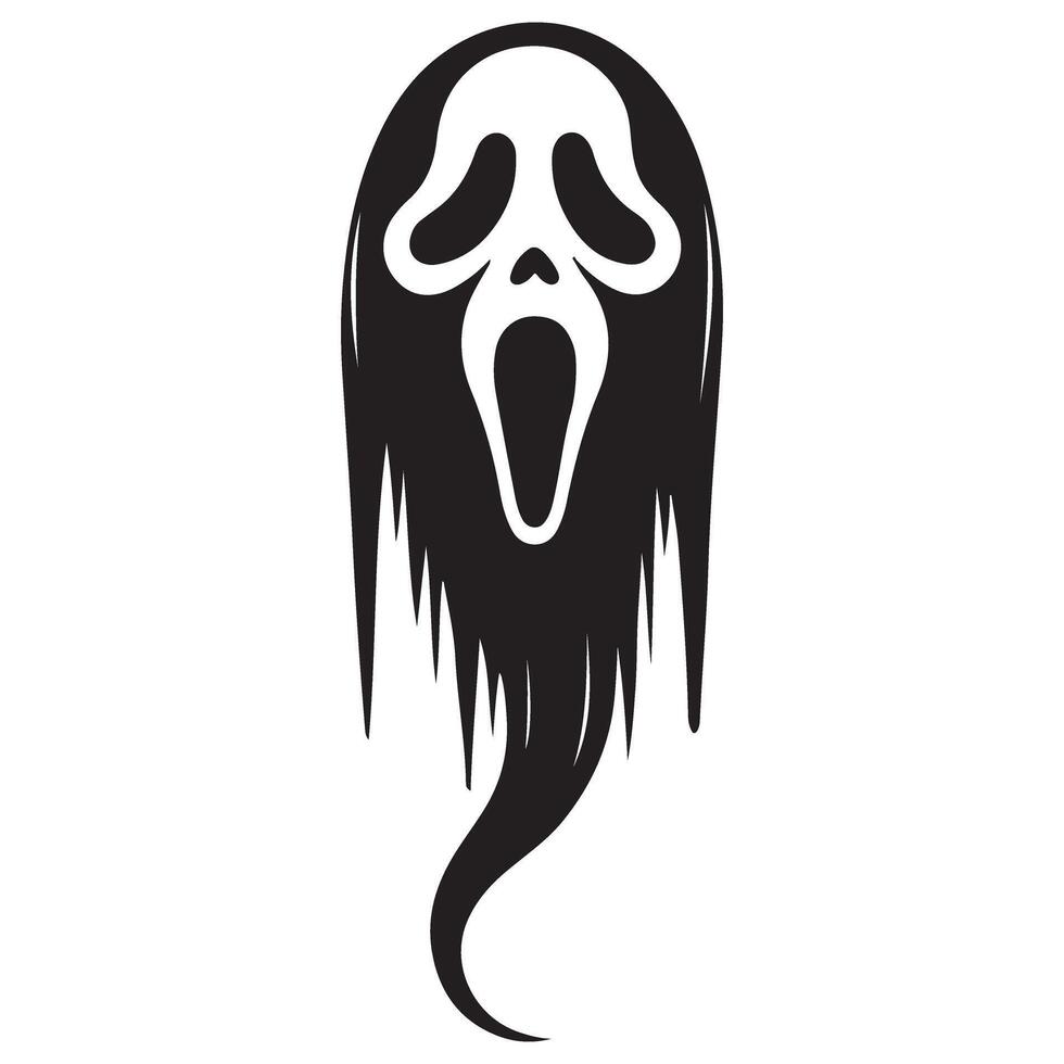 Scream Ghost Face Silhouette Illustration Halloween Scary Design vector