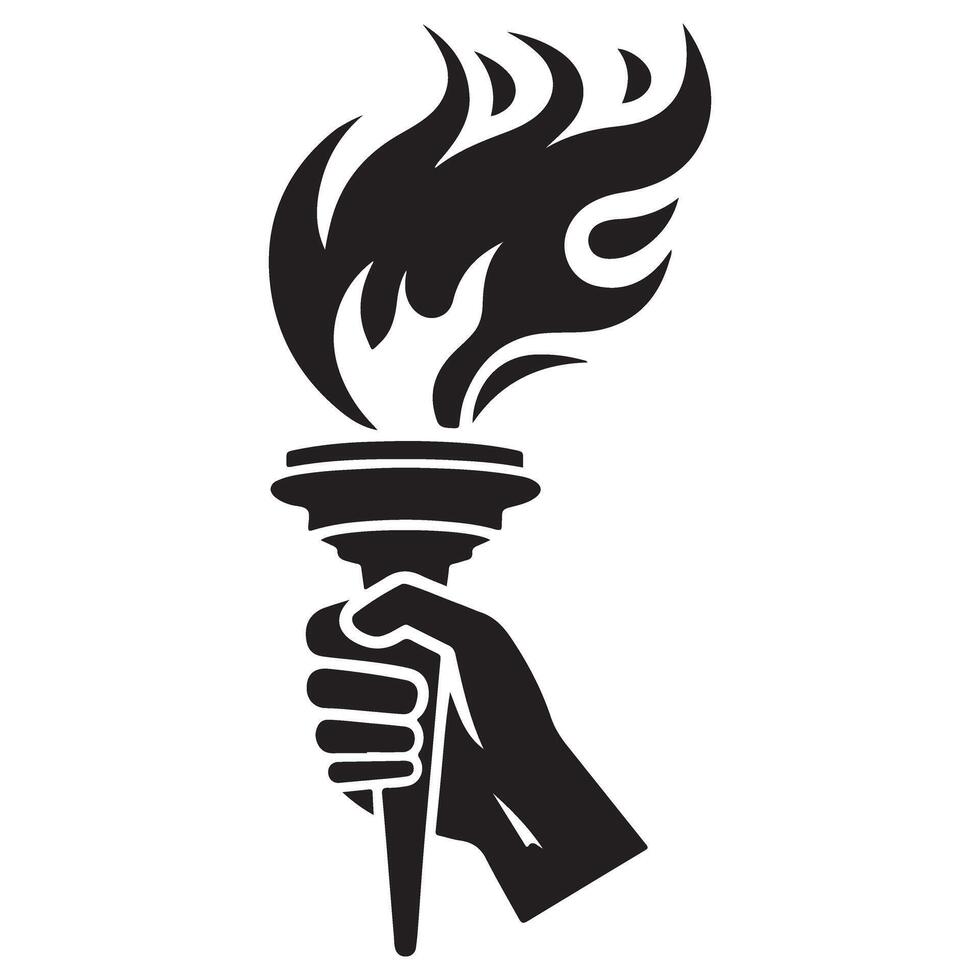 Hand Holding Torch Silhouette Illustration Symbol of Enlightenment vector