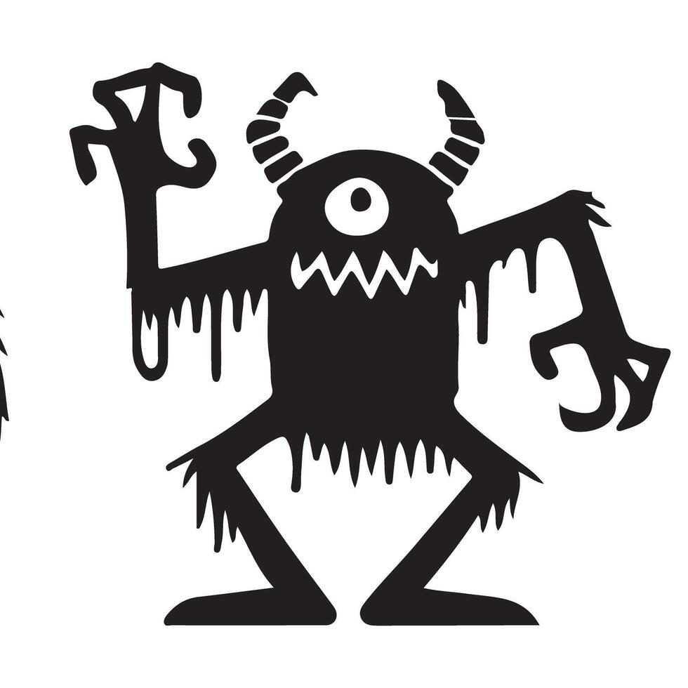 Black Silhouette of a Halloween Monster Illustration Arts vector