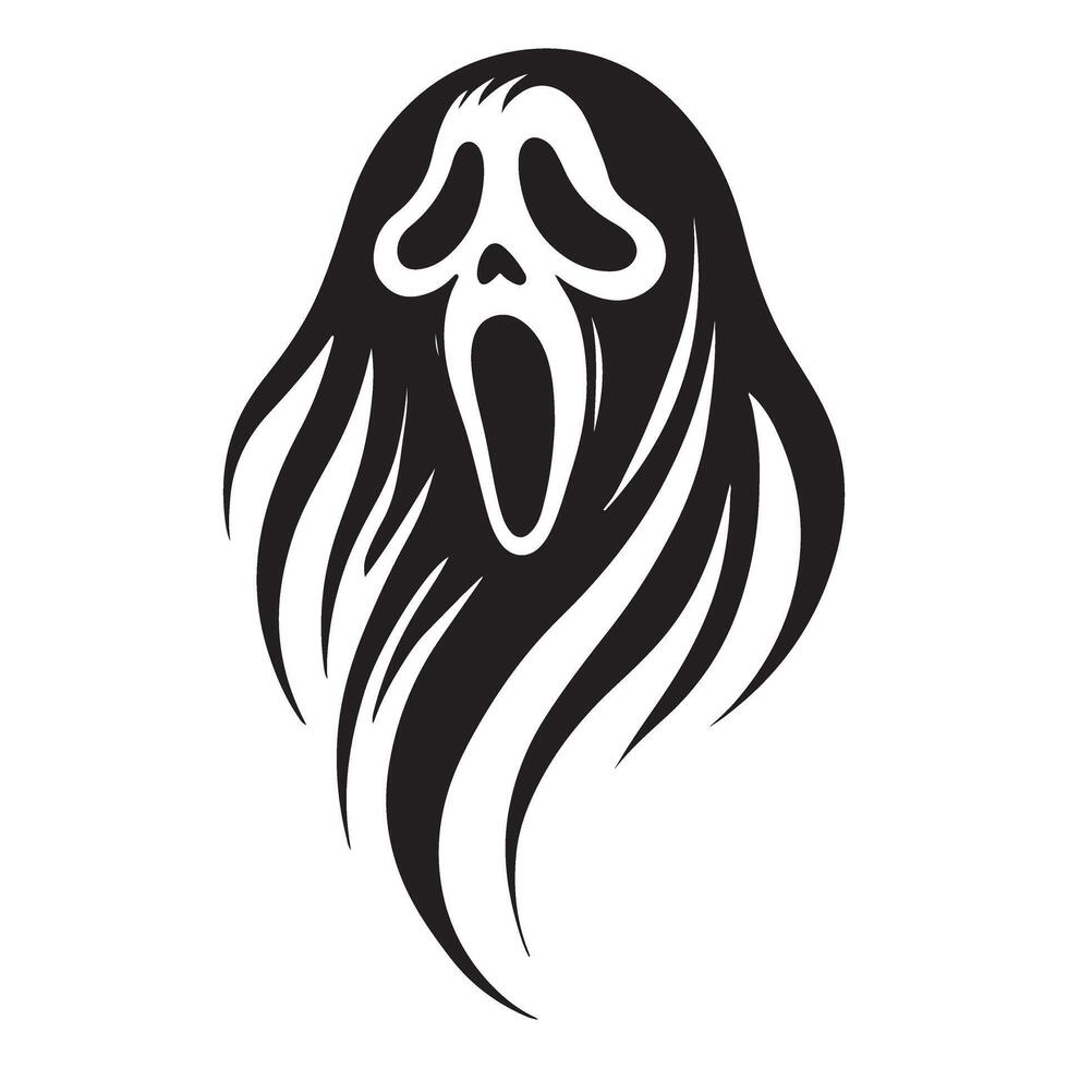 Scary Ghost Face Mask Silhouette Illustration for Halloween vector