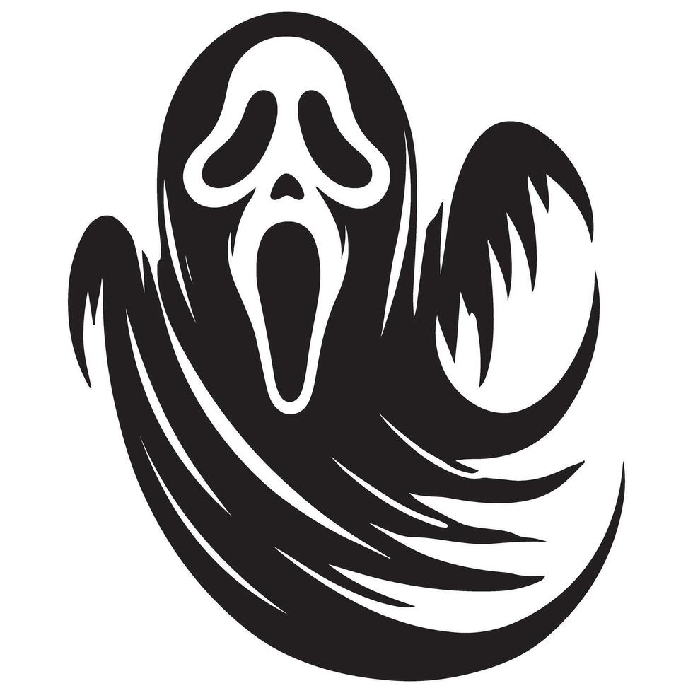 Ghost Face Scream Silhouette for Halloween and Horror Design vector