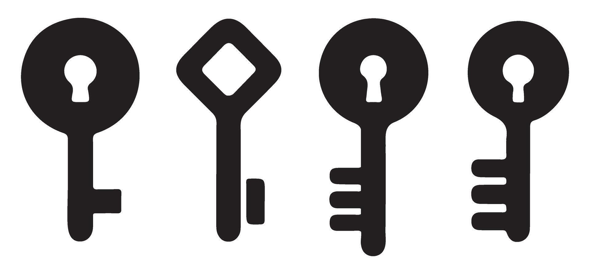 Vintage Key Silhouette Collection Access Granted Design Template vector