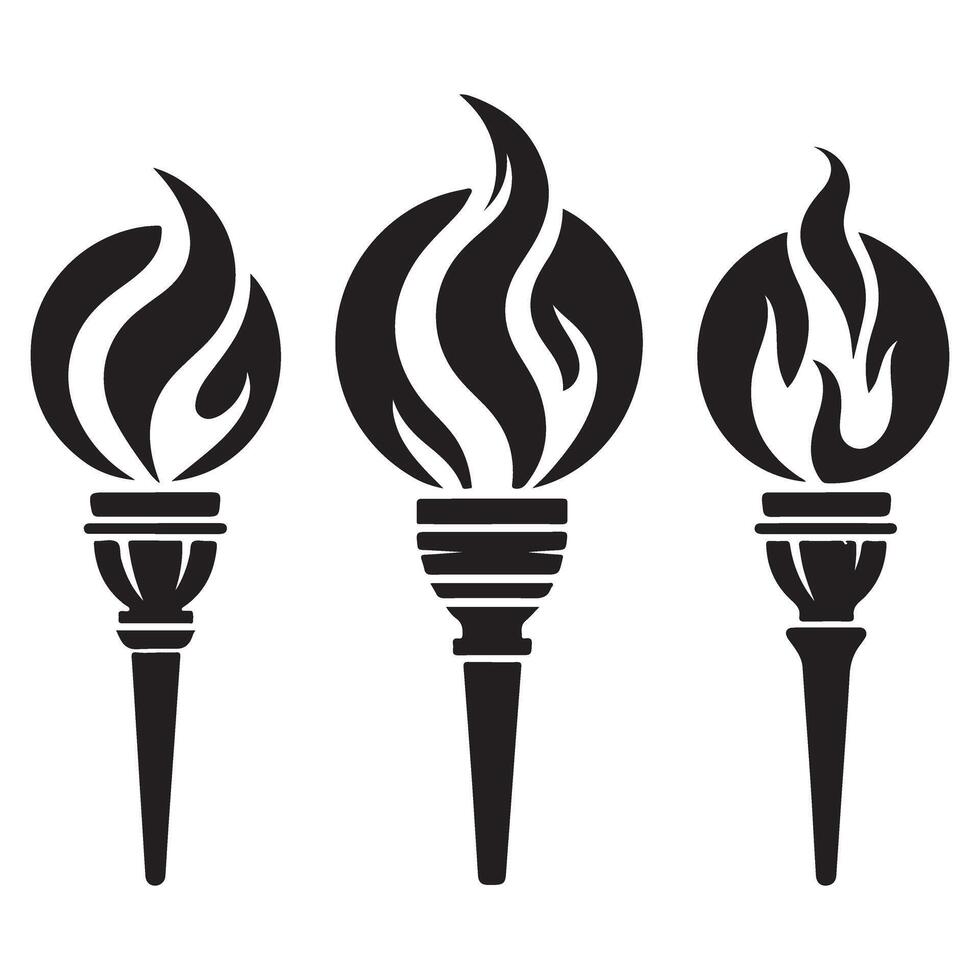 Torch Silhouette Illustration Set Symbol of Achievement vector