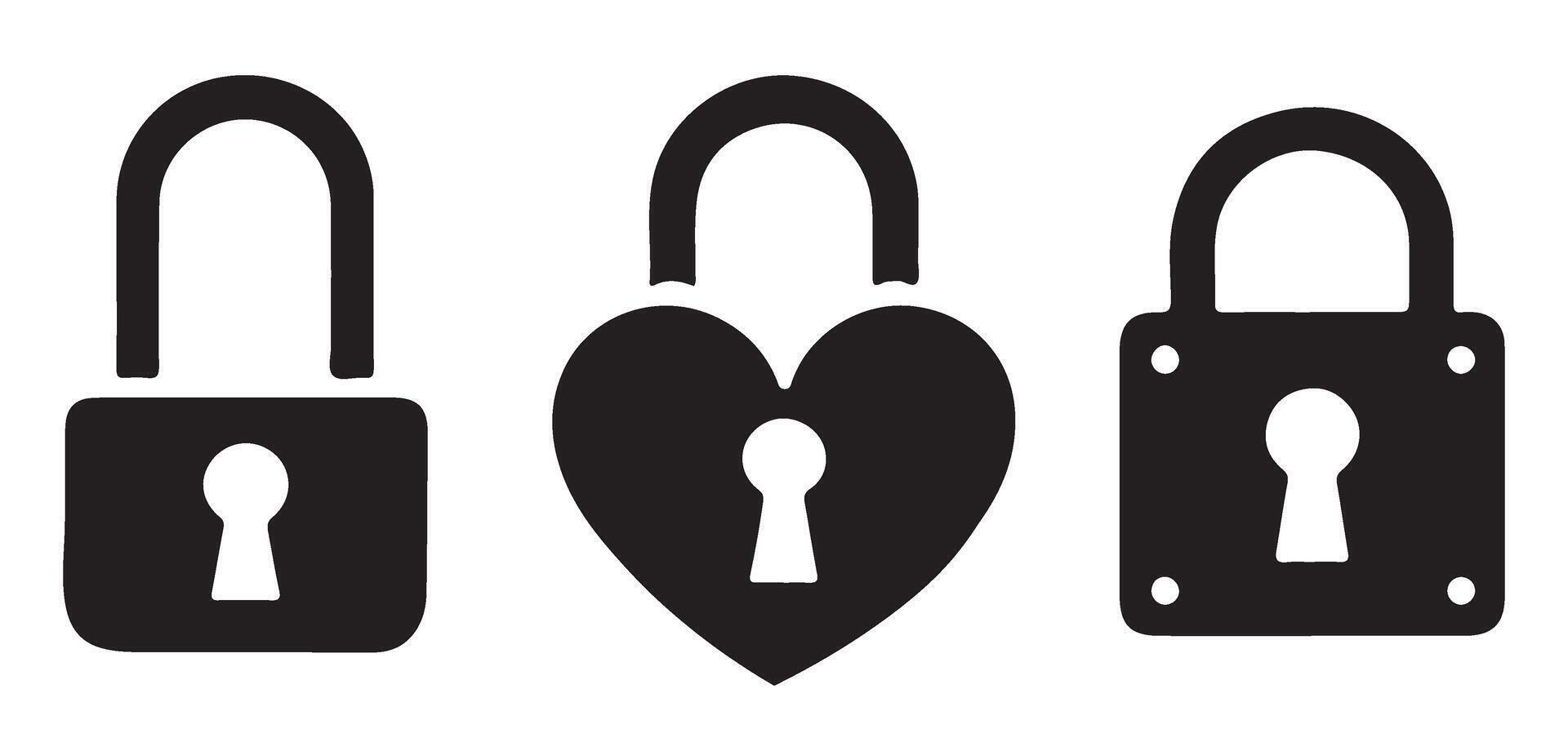 Silhouette Secure Padlocks Design Icon for Various Projects vector