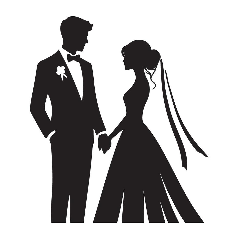 Elegant Wedding Couple Silhouette Graphic Design Template vector