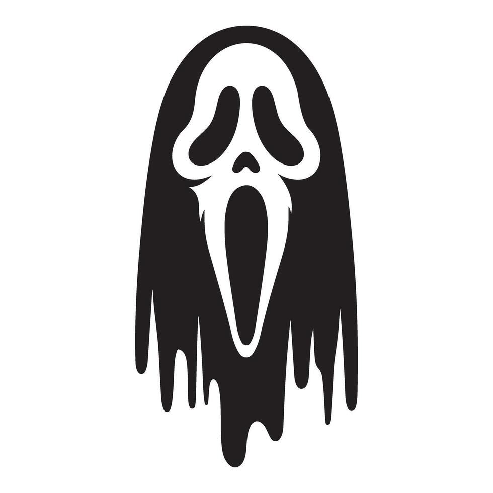Silhouette of Scream Mask Graphic for Halloween Projects vector