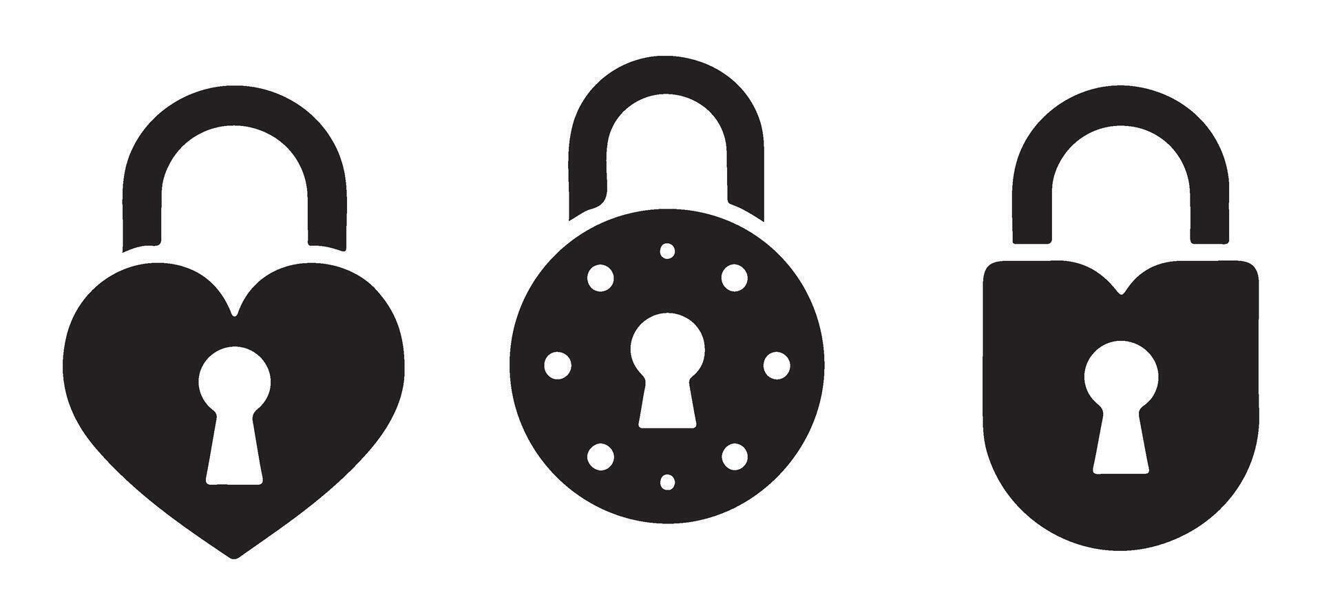 Lock Silhouette Various Shapes for Security Concept Art vector