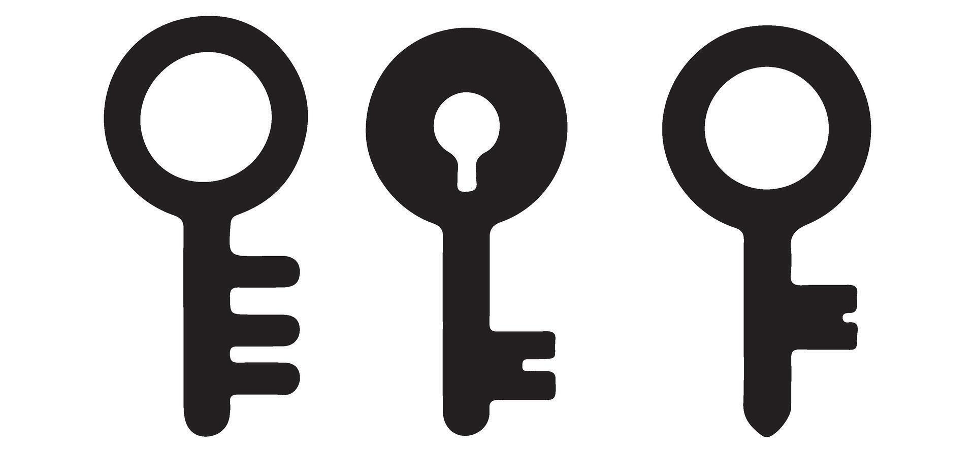 Set of Keys Silhouette Illustration for Unlock Designs vector