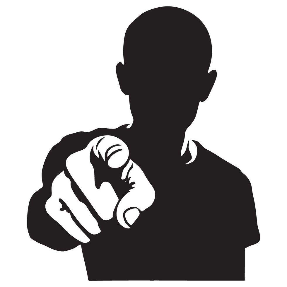 Silhouette of Person Pointing Finger at You Graphic vector